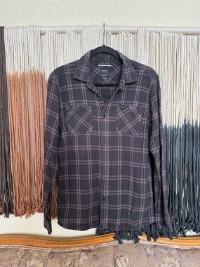 Black and grey RVCA plaid flannel shirt; excellent condition